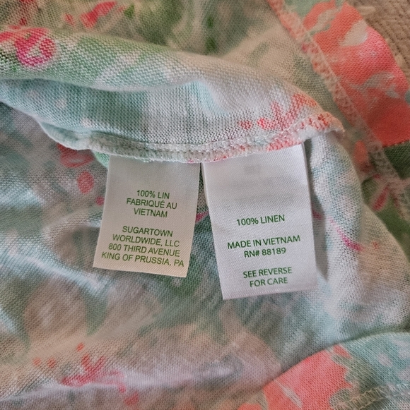 Lilly Pulitzer 100% LinenDuval Top in Beach Walk Poolside Blue Size Small - Picture 6 of 7